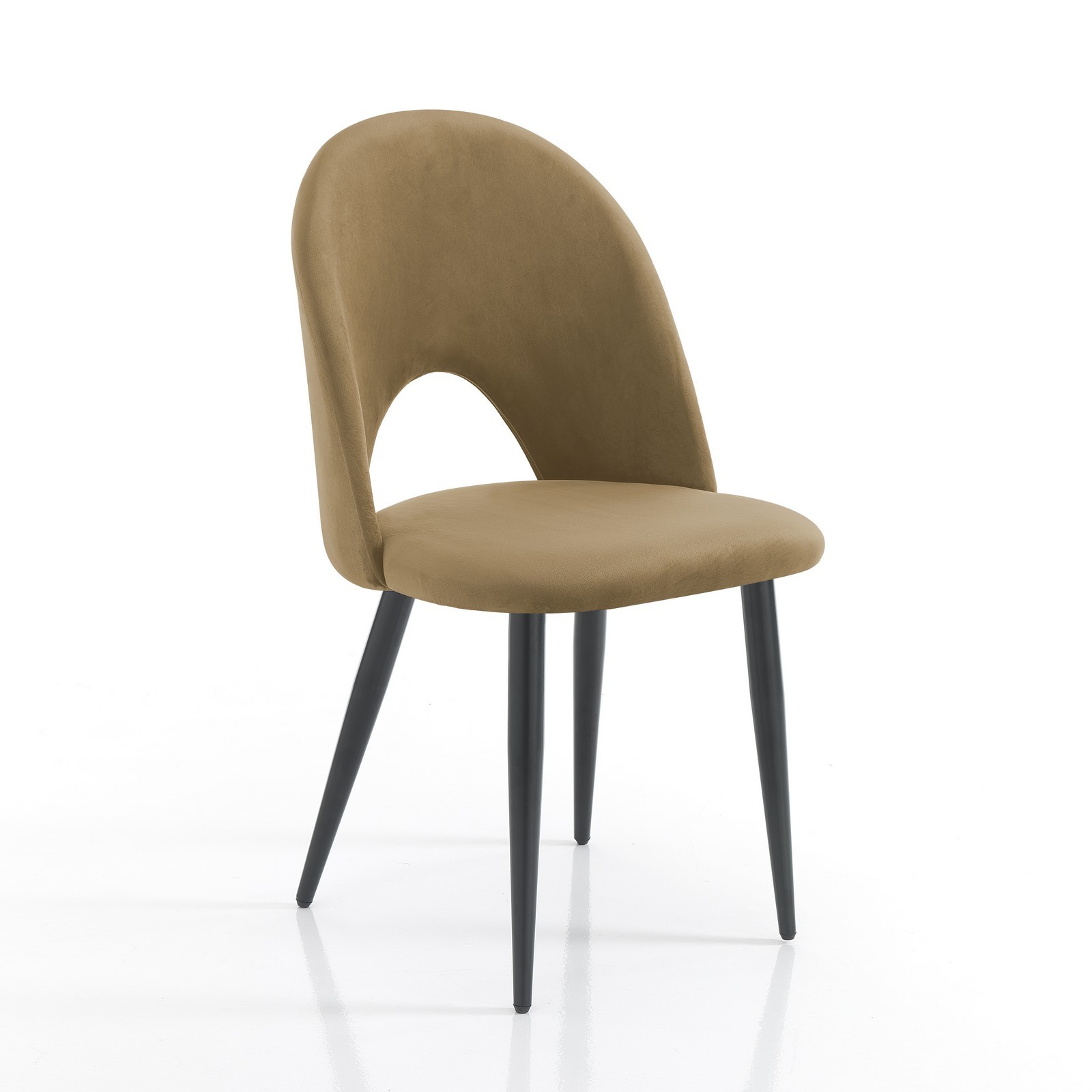 Sedia POPPY TORTORA velluto Tortora struttura metallo Nero opaco  cm H87 L48 P54