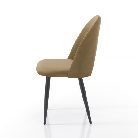 Sedia POPPY TORTORA velluto Tortora struttura metallo Nero opaco  cm H87 L48 P54