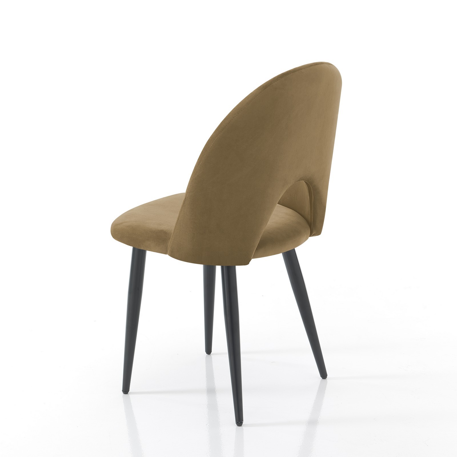 Sedia POPPY TORTORA velluto Tortora struttura metallo Nero opaco  cm H87 L48 P54