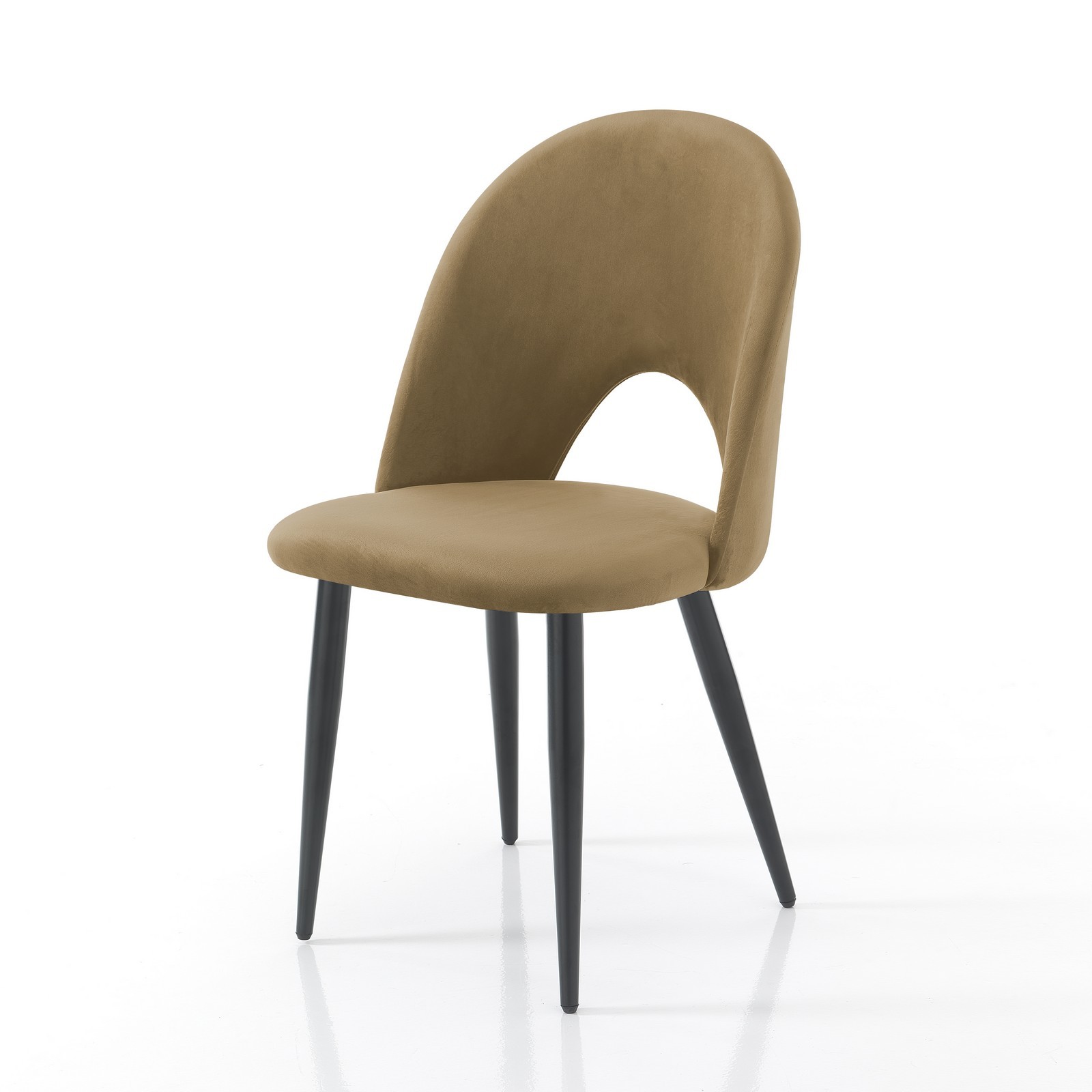 Sedia POPPY TORTORA velluto Tortora struttura metallo Nero opaco  cm H87 L48 P54