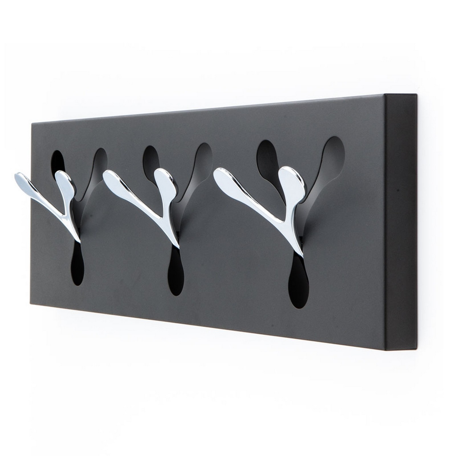 Appendiabiti da parete FILIPPO BLACK in metallo Canna di fucile 3 ganci a scomparsa H18 L60 P3