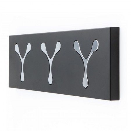 Appendiabiti da parete FILIPPO BLACK in metallo Canna di fucile 3 ganci a scomparsa H18 L60 P3