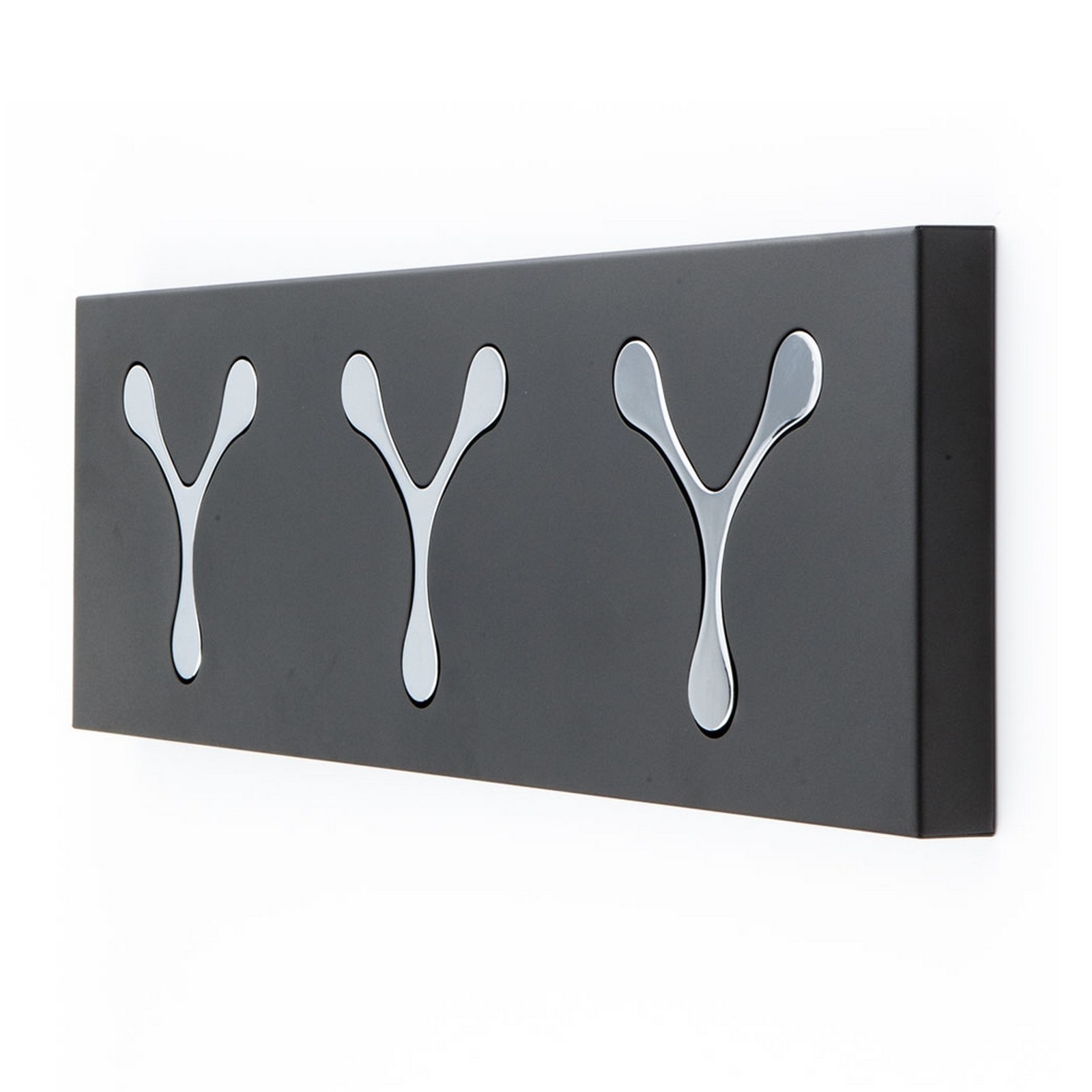 Appendiabiti da parete FILIPPO BLACK in metallo Canna di fucile 3 ganci a scomparsa H18 L60 P3