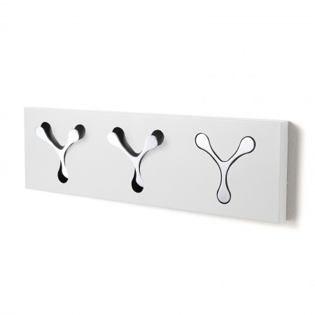 Appendiabiti da parete FILIPPO WHITE in metallo Bianco opaco 3 ganci a scomparsa H18 L60 P3