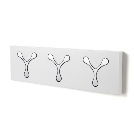 Appendiabiti da parete FILIPPO WHITE in metallo Bianco opaco 3 ganci a scomparsa H18 L60 P3