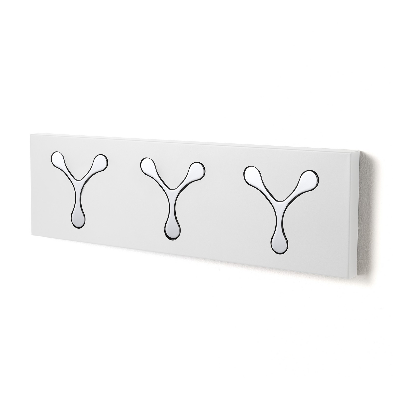 Appendiabiti da parete FILIPPO WHITE in metallo Bianco opaco 3 ganci a scomparsa H18 L60 P3