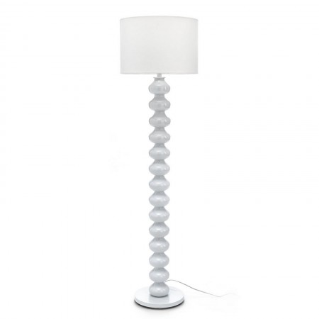 Lampada da terra BUBBLE metallo Bianco opaco paralume tessuto Bianco D45 H170