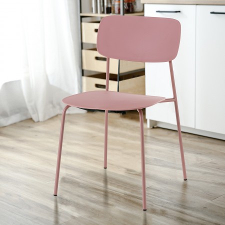 Sedia Julia Pink in Polipropilene e Acciaio Rosa opaco, 43x51xh78 cm