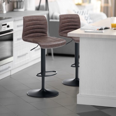 Sgabello bar MARTA MARRONE pelle sintetica effetto invecchiato colore Marrone regolabile in altezza cm H86/106 L40 P48