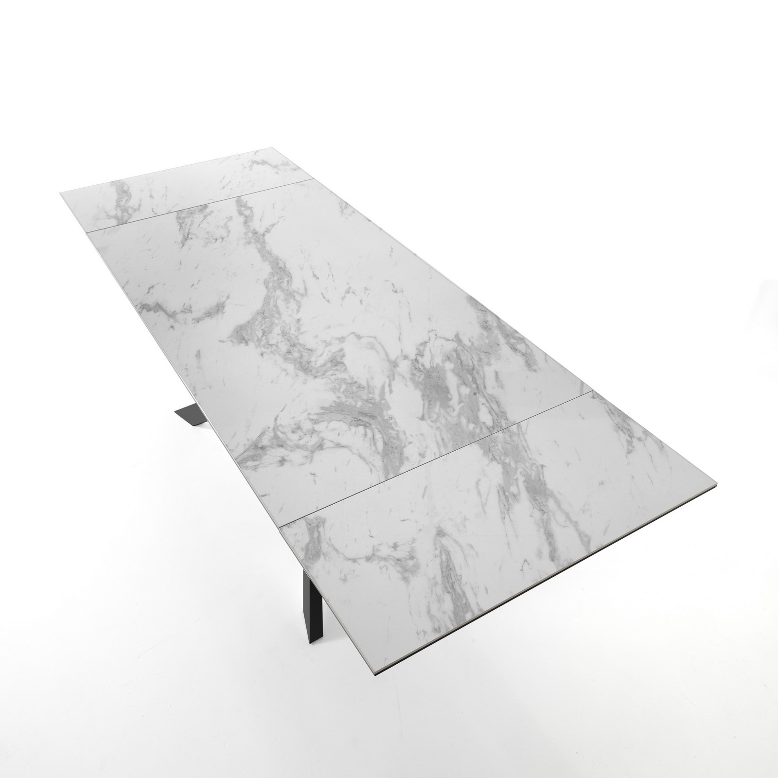 Tavolo Allungabile in ceramica Justin Evolution Marble / Grey fin. Marmo Bianco opaco e metallo antracite, 160-200-240 x 90 cm