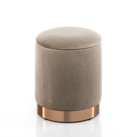 Pouf contenitore ELLA NOCCIOLA D31 H38 in tessuto effetto velluto Nocciola vano contenitore