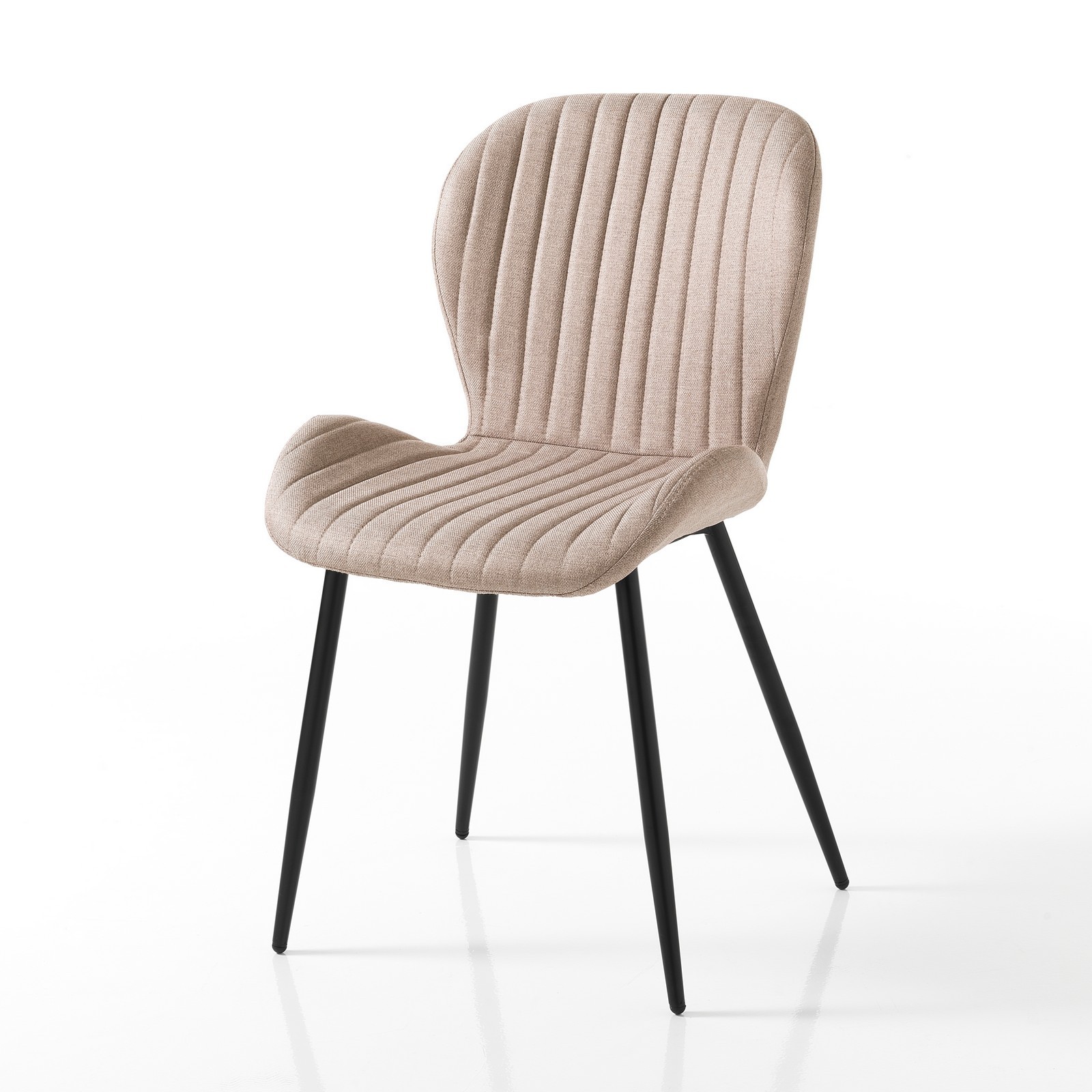 Sedia AMALIA MARRONE CHIARO tessuto Marrone chiaro  struttura metallo Nero opaco H86 L51 P56