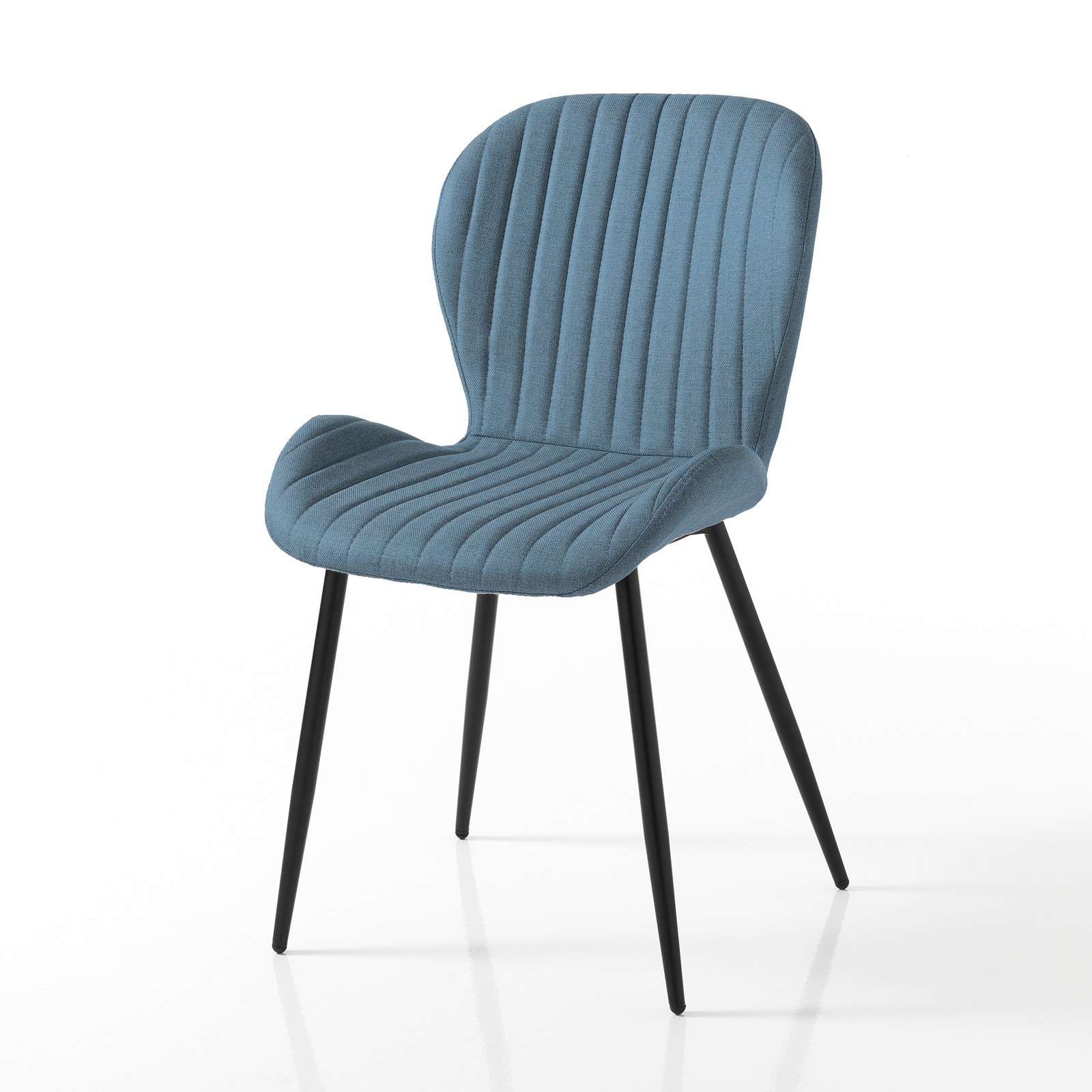 Sedia AMALIA BLU tessuto BLU LAGUNA struttura metallo Nero opaco H86 L51 P56