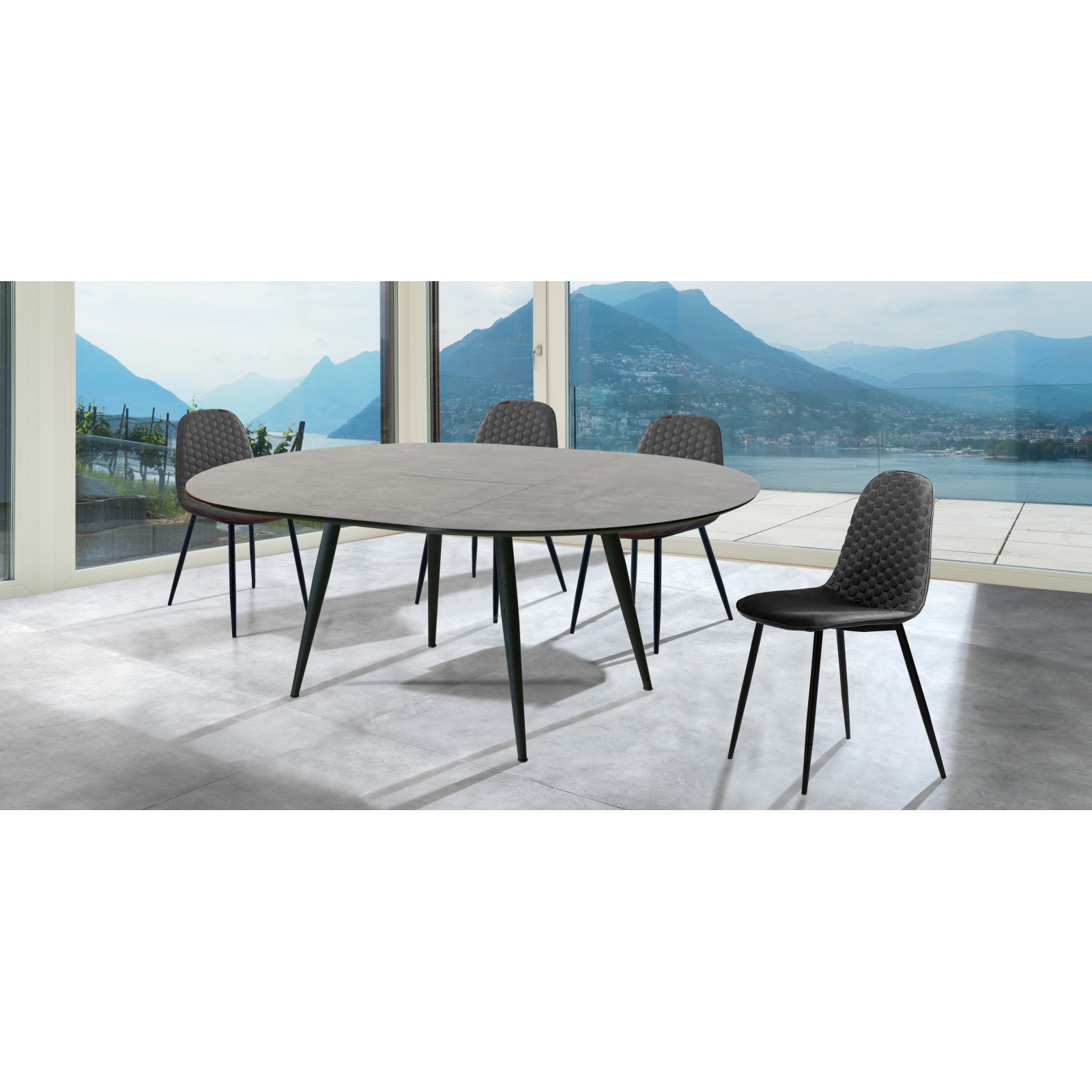 Tavolo allungabile LISO CEMENTO piano finitura cemento H76 P110 L110-150