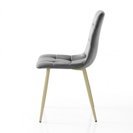 Sedia  LUCREZIA GRIGIO / ORO  velluto Grigio struttura metallo verniciato Champagne Oro opaco  cm H85 L42 P53