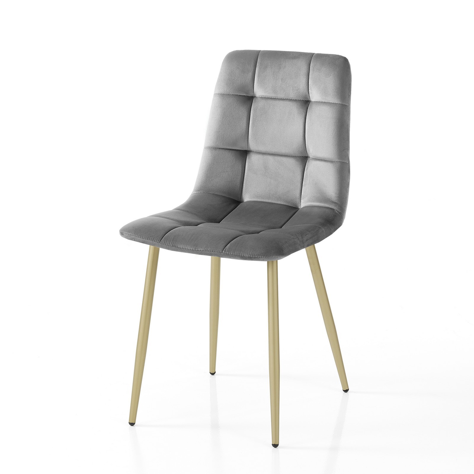 Sedia  LUCREZIA GRIGIO / ORO  velluto Grigio struttura metallo verniciato Champagne Oro opaco  cm H85 L42 P53