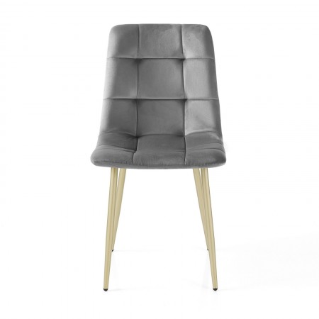 Sedia  LUCREZIA GRIGIO / ORO  velluto Grigio struttura metallo verniciato Champagne Oro opaco  cm H85 L42 P53