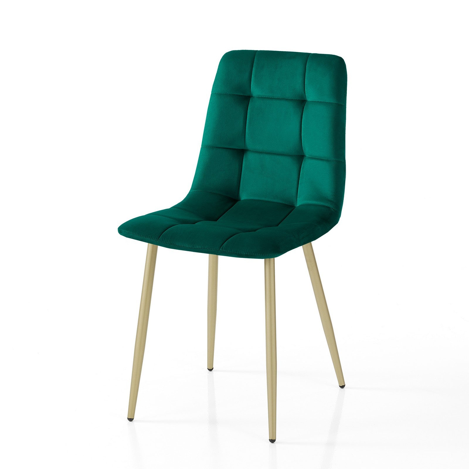 Sedia LUCREZIA VERDE / ORO velluto Verde Scuro struttura metallo verniciato Champagne Oro opaco cm H85 L42 P53