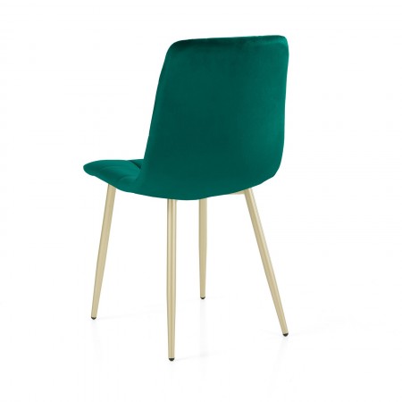 Sedia LUCREZIA VERDE / ORO velluto Verde Scuro struttura metallo verniciato Champagne Oro opaco cm H85 L42 P53