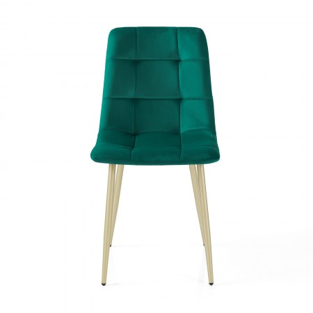 Sedia LUCREZIA VERDE / ORO velluto Verde Scuro struttura metallo verniciato Champagne Oro opaco cm H85 L42 P53