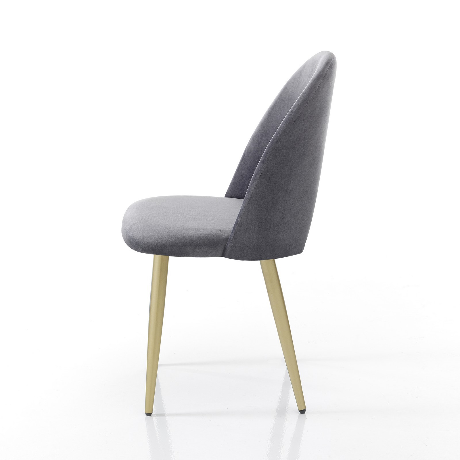 Sedia POPPY GREY / GOLD  morbido tessuto effetto velluto colore Grigio cm H87 L48 P54