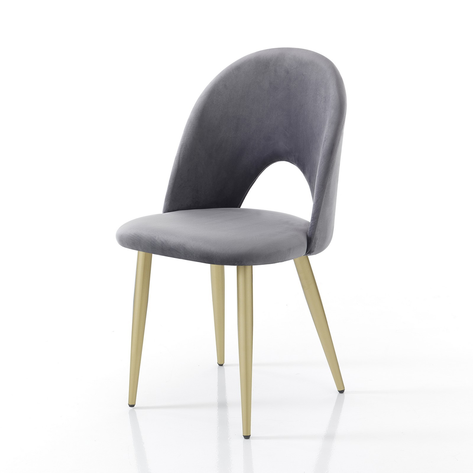 Sedia POPPY GREY / GOLD  morbido tessuto effetto velluto colore Grigio cm H87 L48 P54