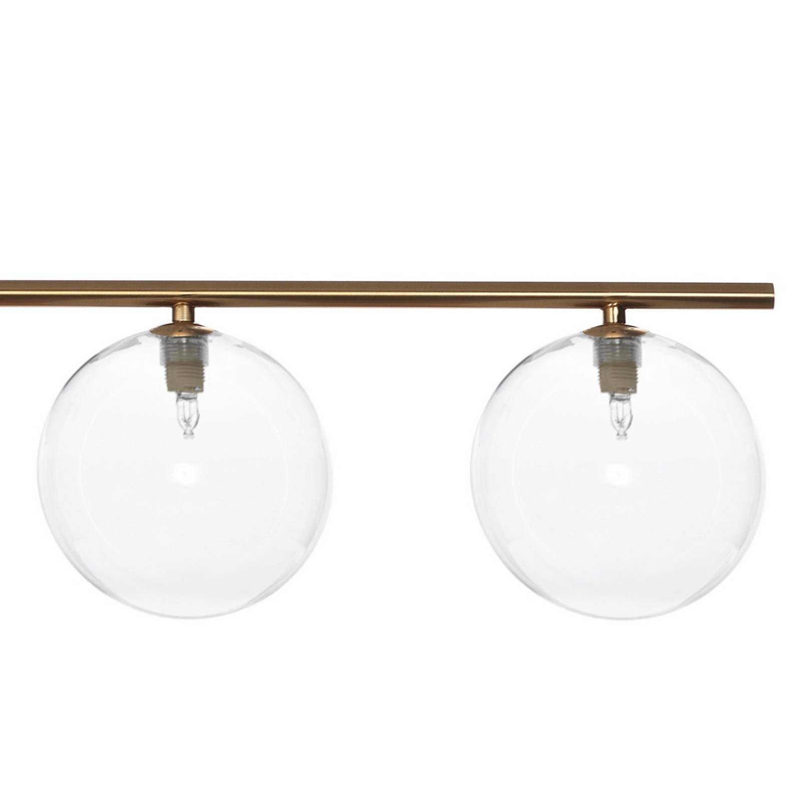 Lampadario TERRY CLEAR acciaio verniciato Ottone anticato opaco sfere in vetro trasparente  cm L95 P15,5 H90