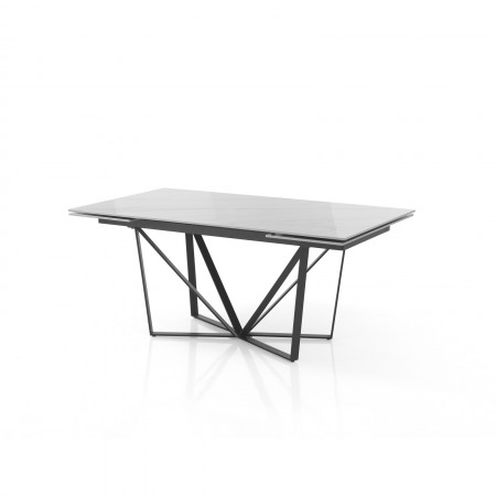 Tavolo allungabile BENNY MARMO BIANCO base Grigio opaco piano ceramica finitura Marmo Bianco lucido H75 P91 L160/240