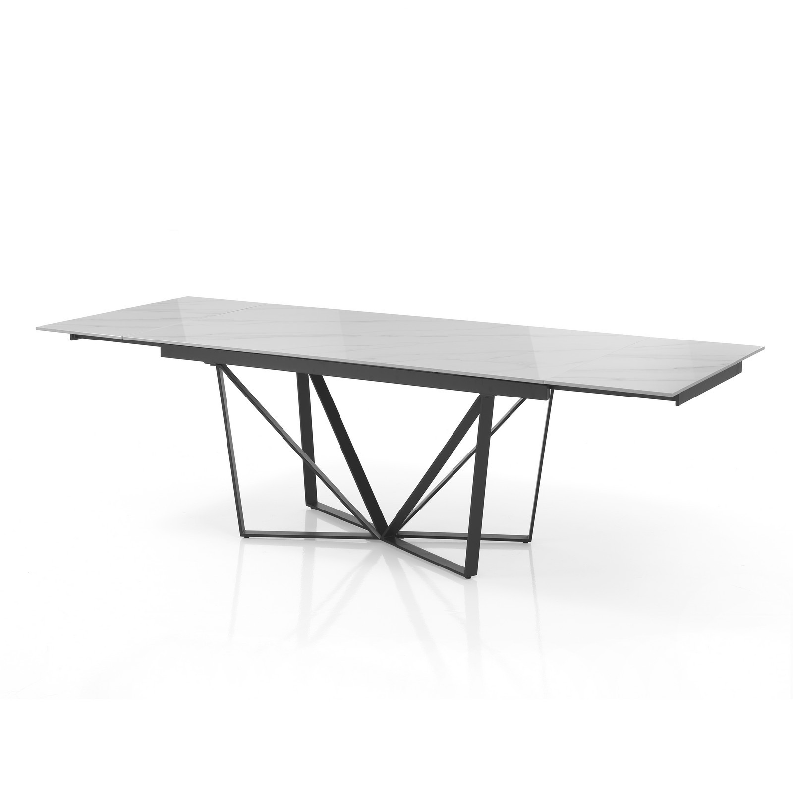 Tavolo allungabile BENNY MARMO BIANCO base Grigio opaco piano ceramica finitura Marmo Bianco lucido H75 P91 L160/240