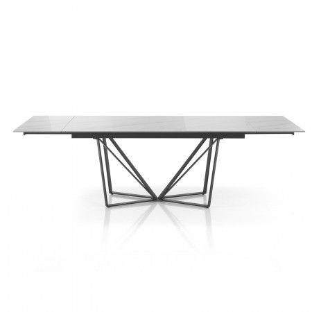 Tavolo allungabile BENNY MARMO BIANCO base Grigio opaco piano ceramica finitura Marmo Bianco lucido H75 P91 L160/240