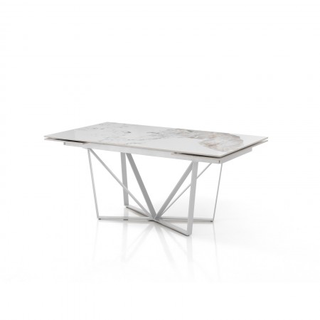 Tavolo allungabile  BENNY MARMO ONICE base verniciata Bianco opaco piano ceramica finitura Marmo Onice lucido H75 P91 L160/240