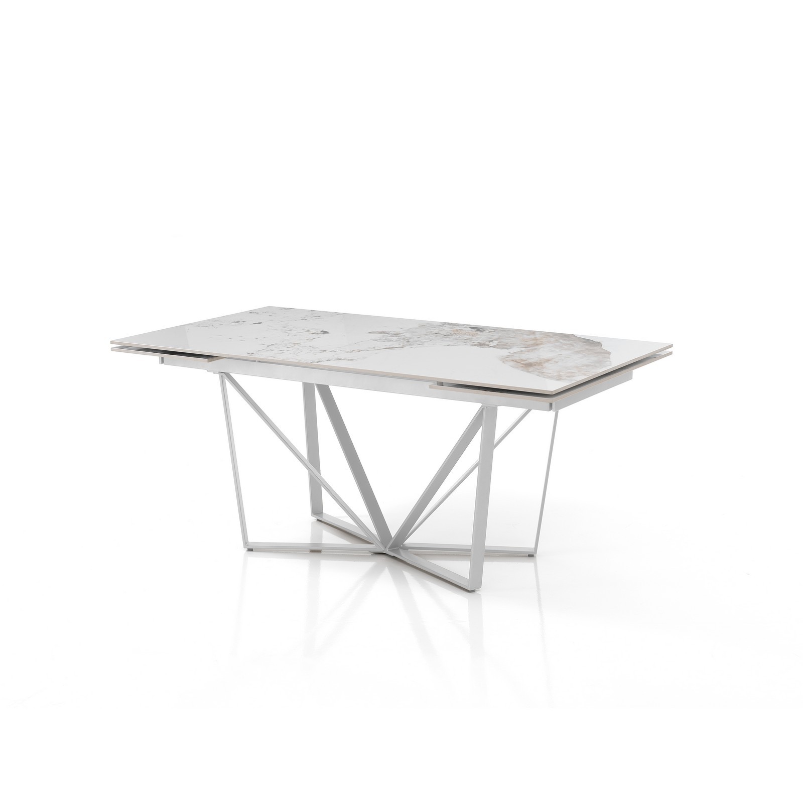 Tavolo allungabile  BENNY MARMO ONICE base verniciata Bianco opaco piano ceramica finitura Marmo Onice lucido H75 P91 L160/240