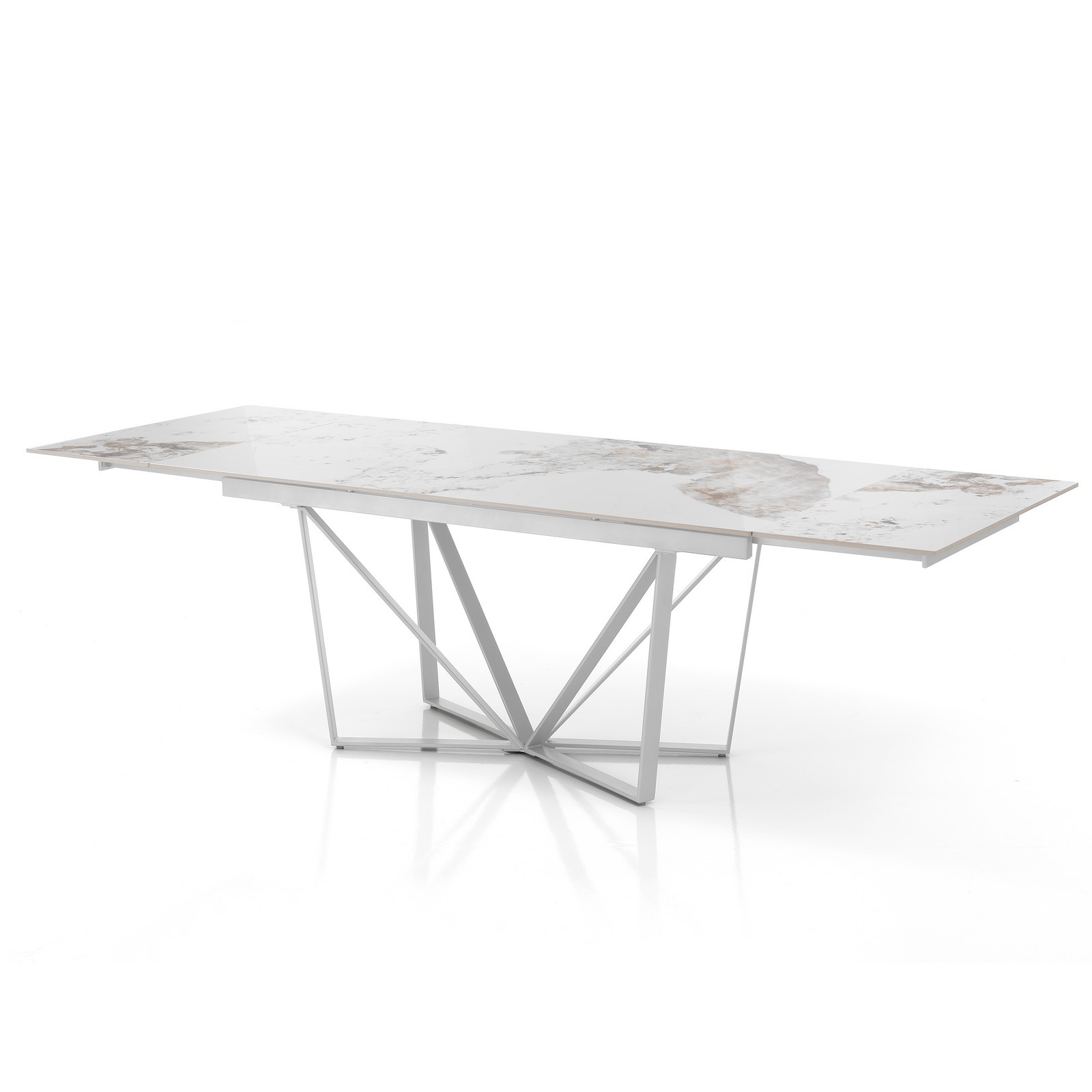 Tavolo allungabile  BENNY MARMO ONICE base verniciata Bianco opaco piano ceramica finitura Marmo Onice lucido H75 P91 L160/240