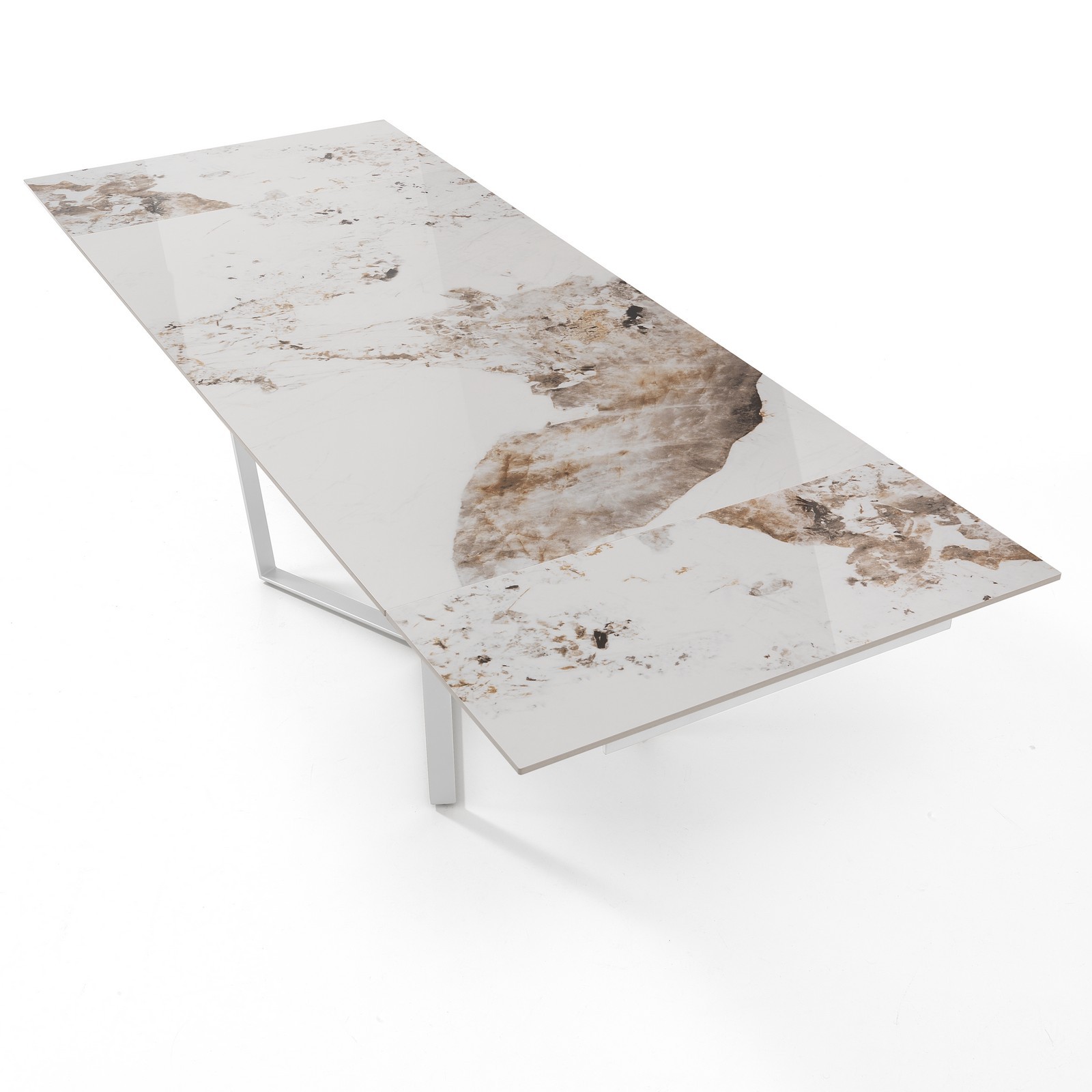 Tavolo allungabile  BENNY MARMO ONICE base verniciata Bianco opaco piano ceramica finitura Marmo Onice lucido H75 P91 L160/240