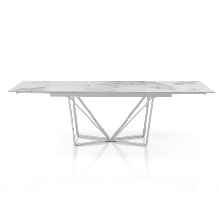 Tavolo allungabile  BENNY MARMO ONICE base verniciata Bianco opaco piano ceramica finitura Marmo Onice lucido H75 P91 L160/240