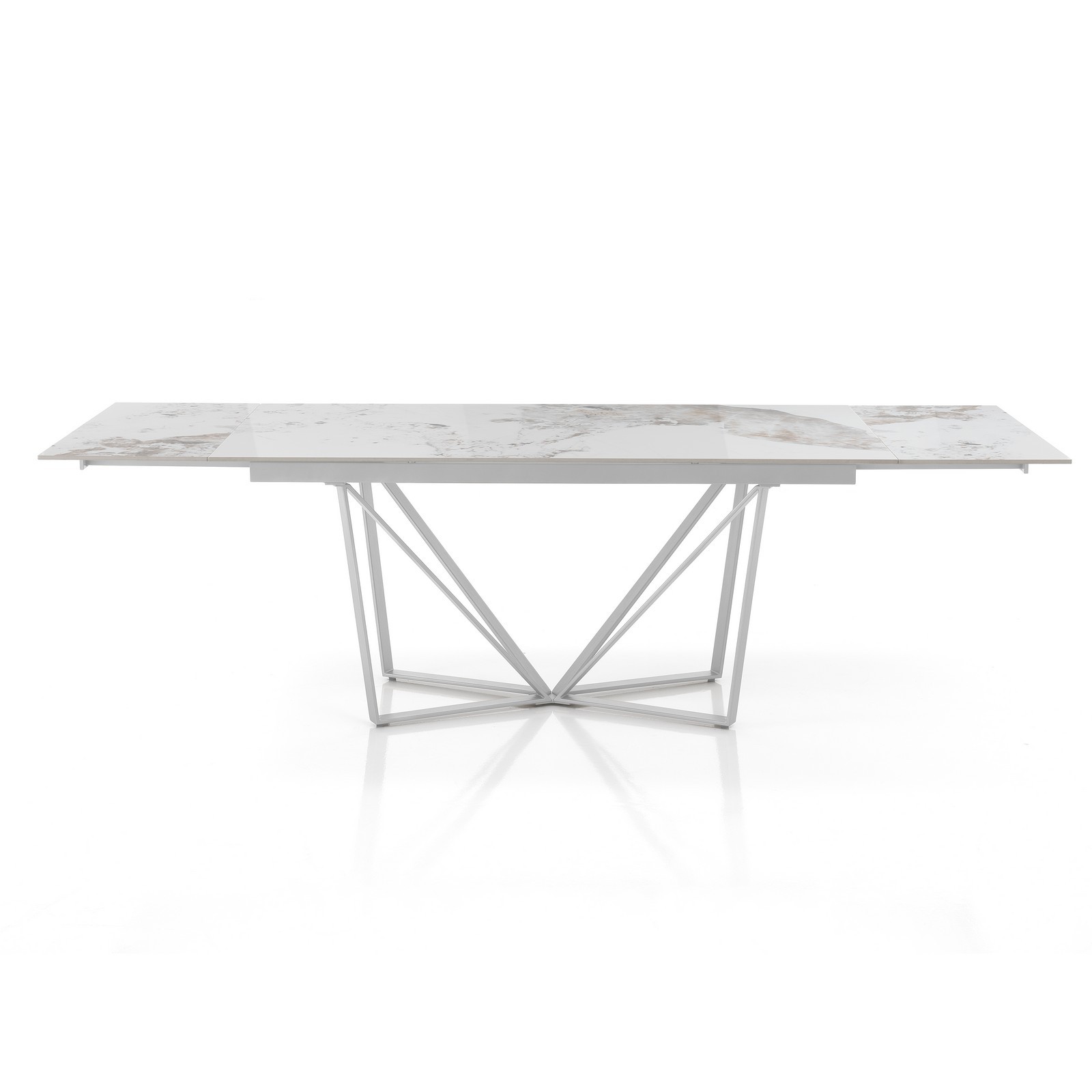 Tavolo allungabile  BENNY MARMO ONICE base verniciata Bianco opaco piano ceramica finitura Marmo Onice lucido H75 P91 L160/240
