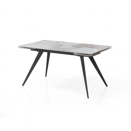 Tavolo allungabile SHARA MARMO BIANCO basamento Grigio opaco piano ceramica finitura Marmo Onice lucido cm H75 P.81 L140/170/200