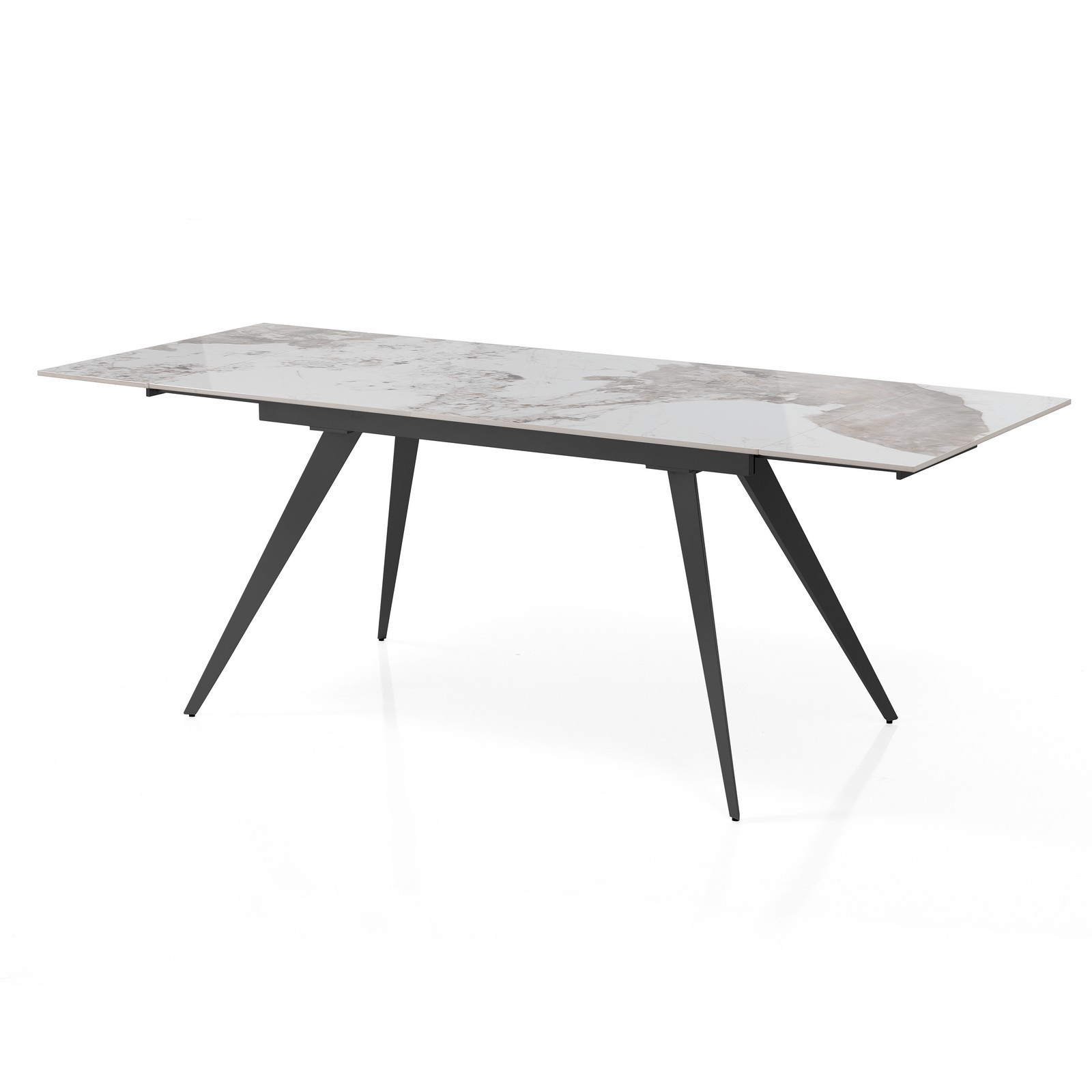 Tavolo allungabile SHARA MARMO BIANCO basamento Grigio opaco piano ceramica finitura Marmo Onice lucido cm H75 P.81 L140/170/200