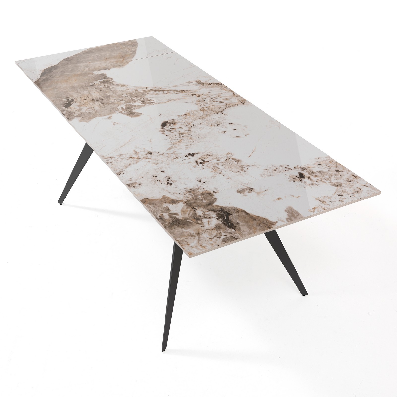 Tavolo allungabile SHARA MARMO BIANCO basamento Grigio opaco piano ceramica finitura Marmo Onice lucido cm H75 P.81 L140/170/200