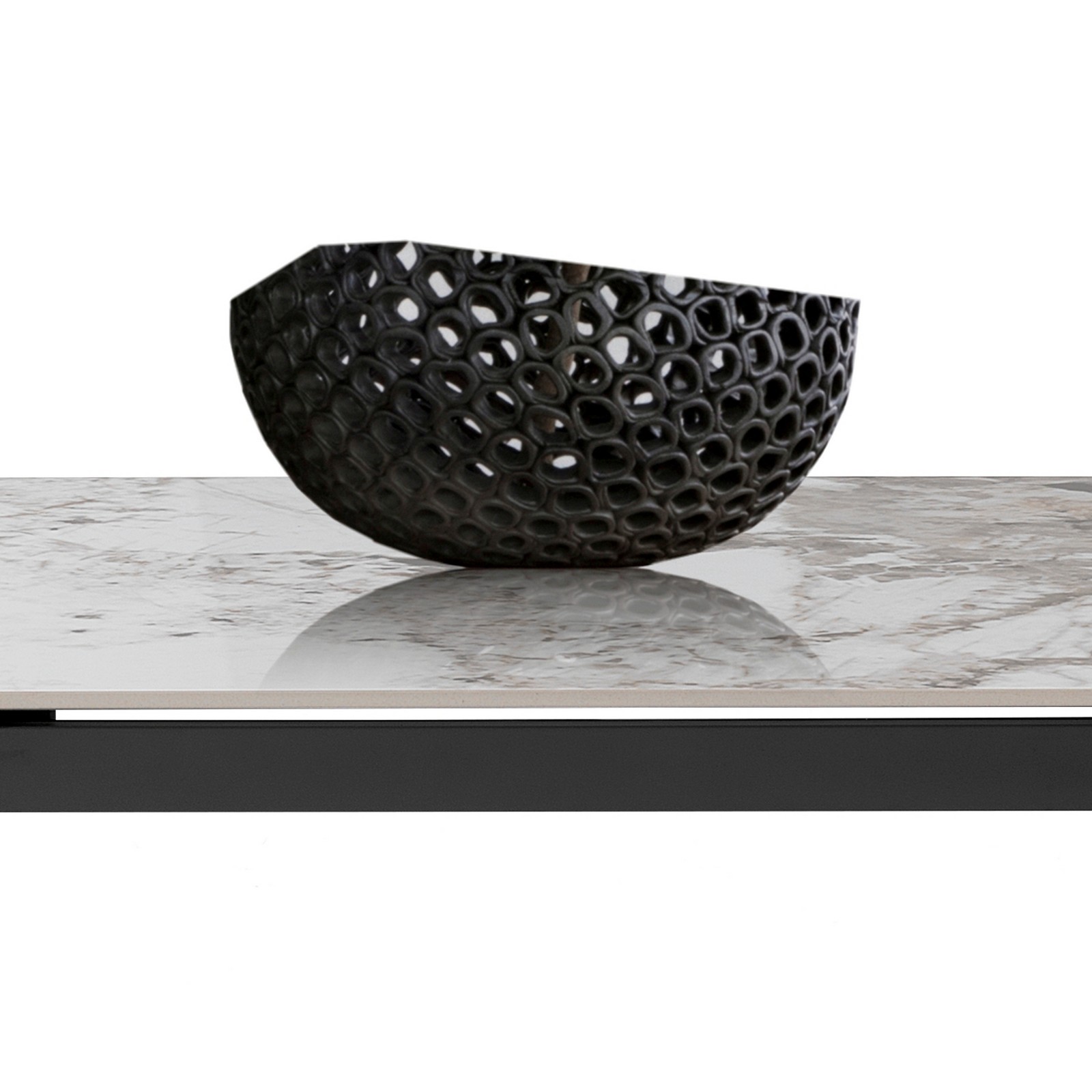 Tavolo allungabile SHARA MARMO BIANCO basamento Grigio opaco piano ceramica finitura Marmo Onice lucido cm H75 P.81 L140/170/200