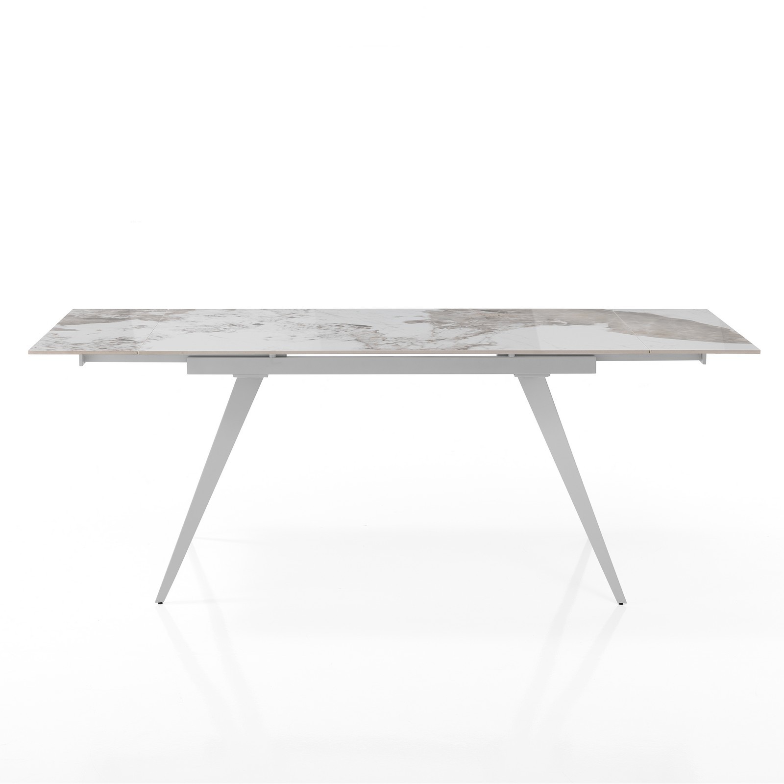 Tavolo allungabile SHARA MARMO ONICE basamento Bianco opaco piano ceramica finitura Marmo Onice lucido cm H75 P81 L140/170/200
