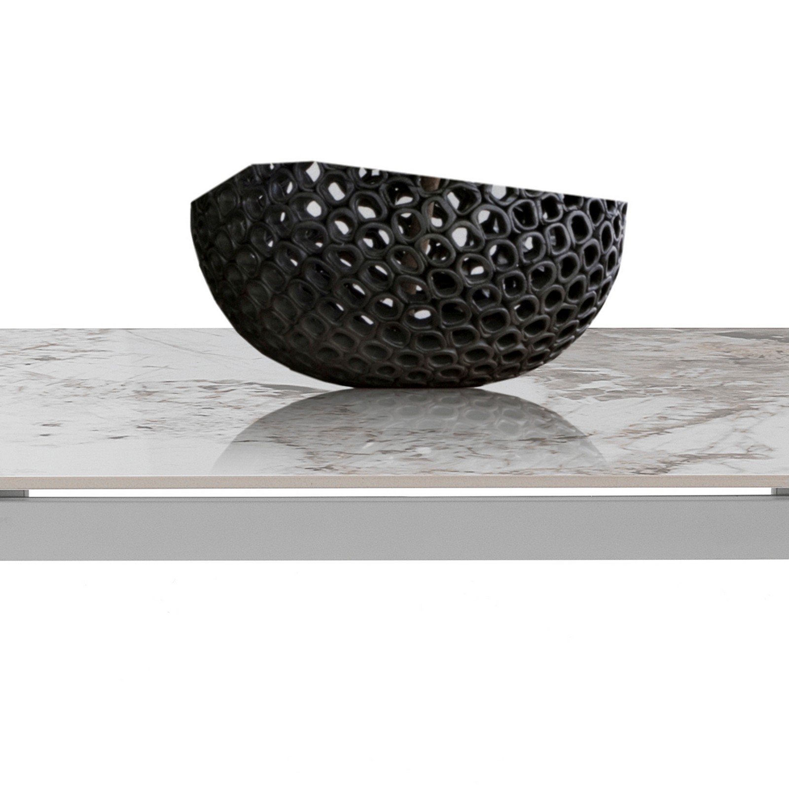 Tavolo allungabile SHARA MARMO ONICE basamento Bianco opaco piano ceramica finitura Marmo Onice lucido cm H75 P81 L140/170/200