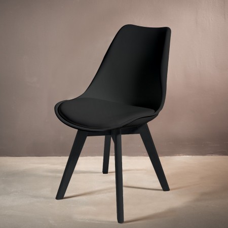 Sedia Imbottita Diamon Evo Black in pelle sintetica Nera e polipropilene Nero opaco, 49x54xh81 cm