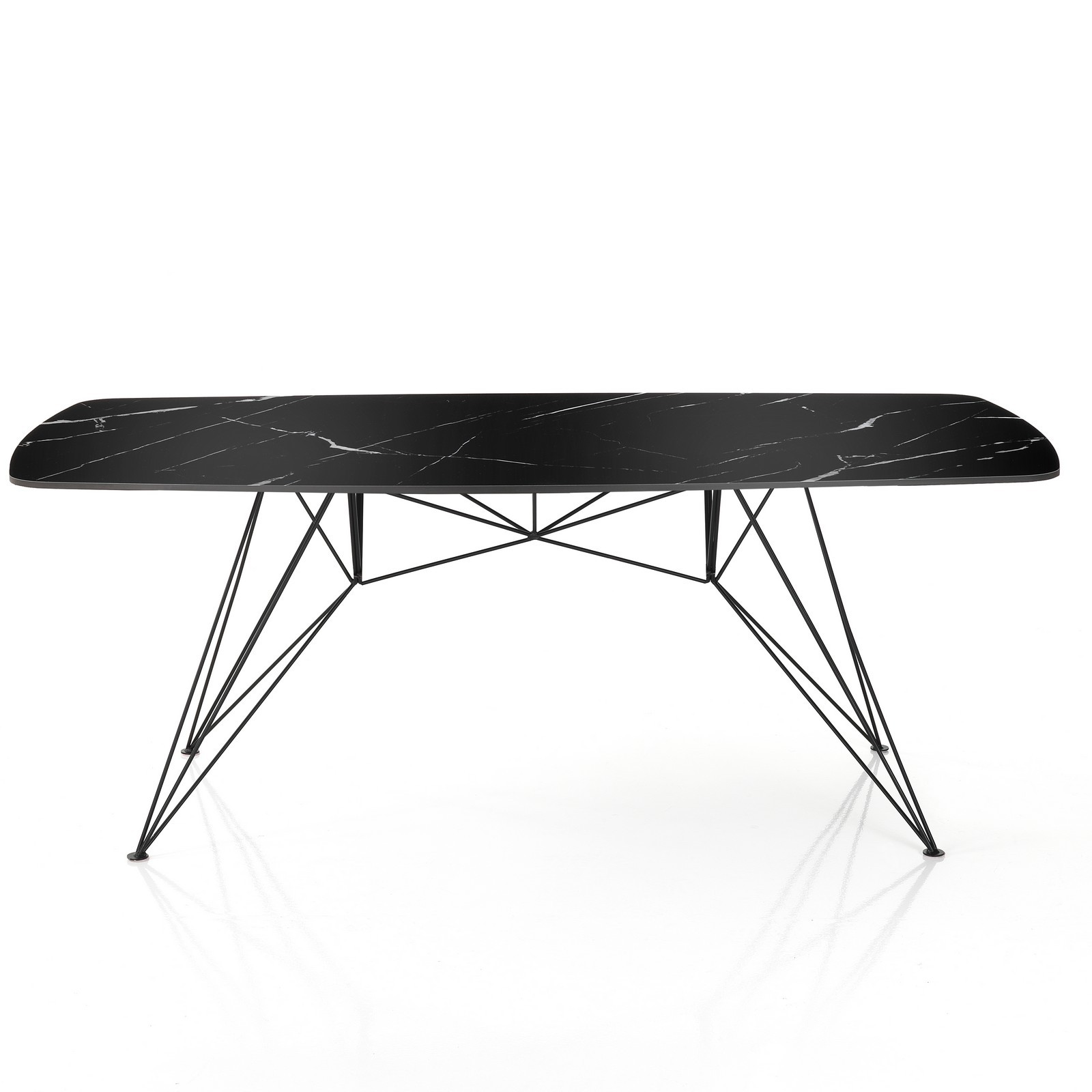 Tavolo scrivania JACOB BLACK MARBLE struttura metallo Nero opaco piano ceramica effetto Marmo Nero Lucido cm H77 L180 P90