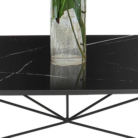 Tavolo scrivania JACOB BLACK MARBLE struttura metallo Nero opaco piano ceramica effetto Marmo Nero Lucido cm H77 L180 P90