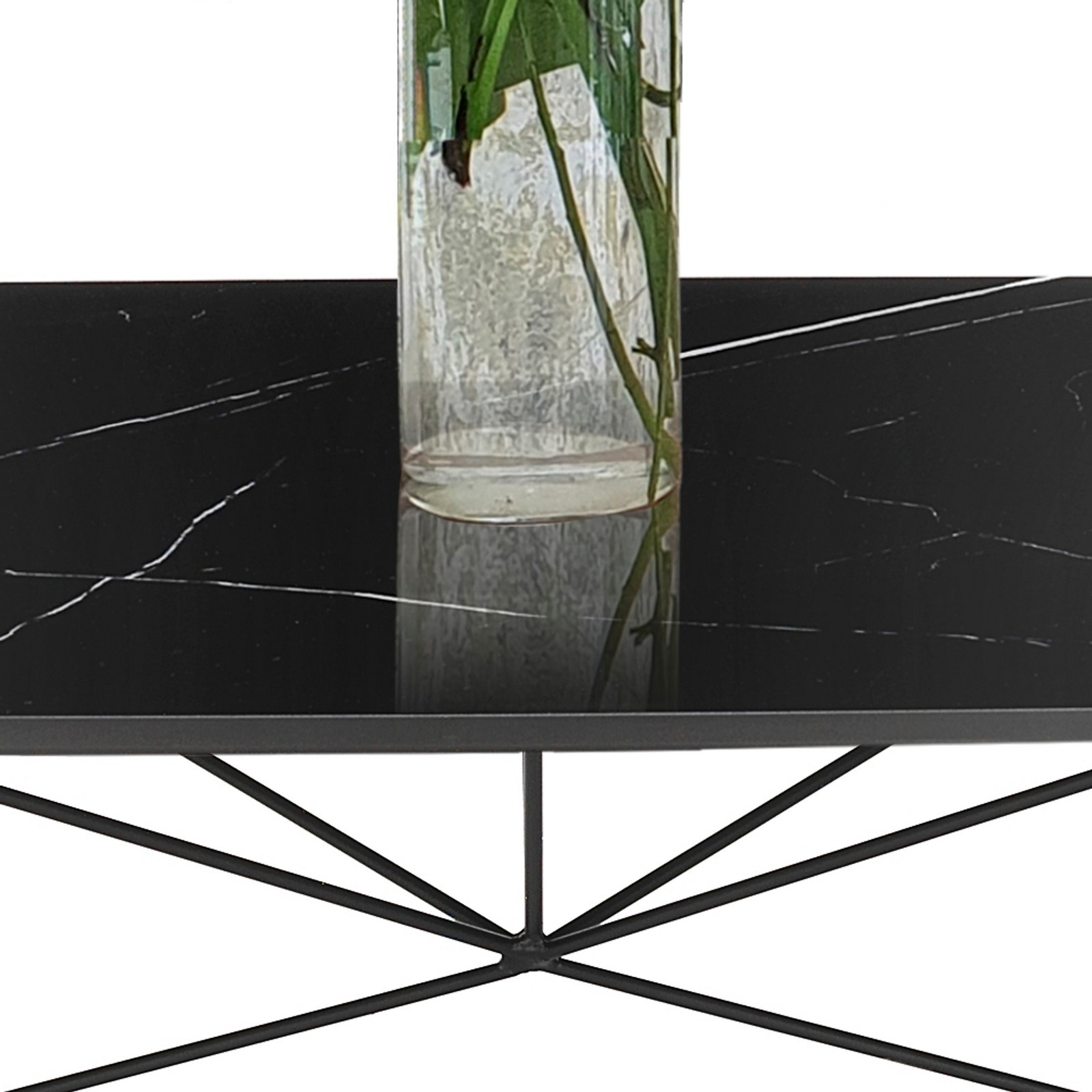 Tavolo scrivania JACOB BLACK MARBLE struttura metallo Nero opaco piano ceramica effetto Marmo Nero Lucido cm H77 L180 P90