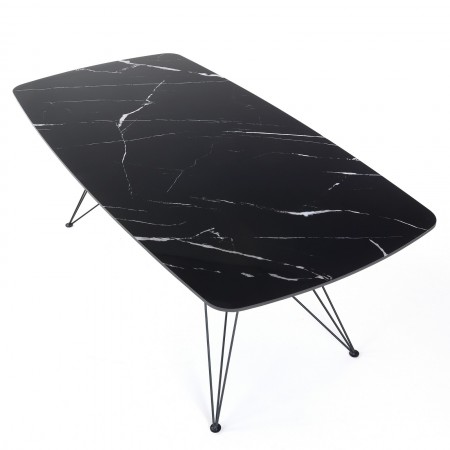 Tavolo scrivania JACOB BLACK MARBLE struttura metallo Nero opaco piano ceramica effetto Marmo Nero Lucido cm H77 L180 P90
