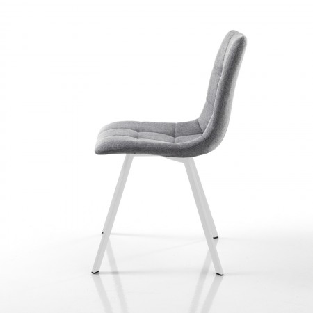 Sedia imbottita NEW UNITY GREY WHITE seduta imbottita tessuto Grigio gambe acciaio verniciato Bianco  opaco cm L46 P56 H85