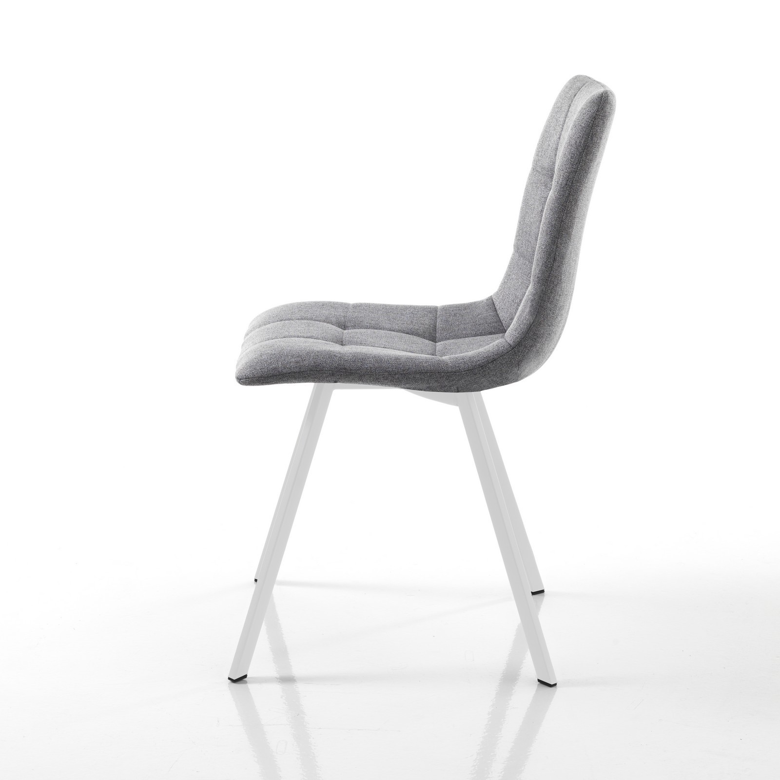 Sedia imbottita NEW UNITY GREY WHITE seduta imbottita tessuto Grigio gambe acciaio verniciato Bianco  opaco cm L46 P56 H85