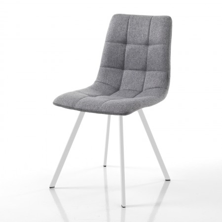 Sedia imbottita NEW UNITY GREY WHITE seduta imbottita tessuto Grigio gambe acciaio verniciato Bianco  opaco cm L46 P56 H85